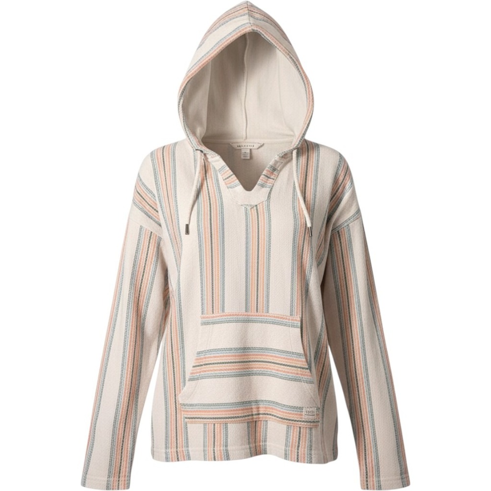 Roxy Womens Baja Stripe Beach Resort Hoodie Pullover Sweatshirt Cream M